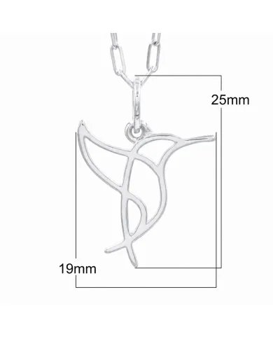 Hummingbird Pendant in 925 Sterling Silver Handmade Cute Charm