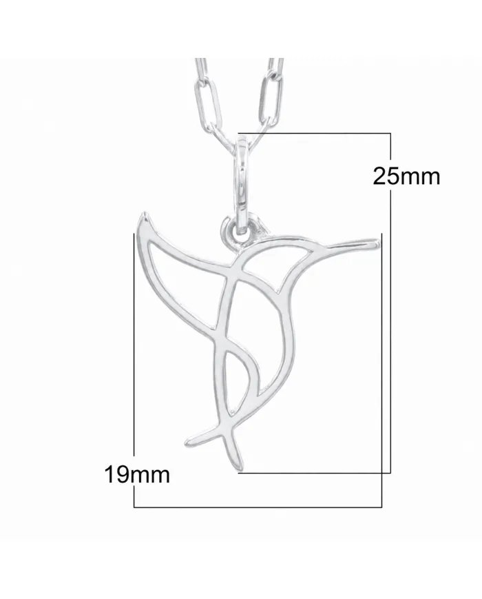 Hummingbird Pendant in 925 Sterling Silver Handmade Cute Charm
