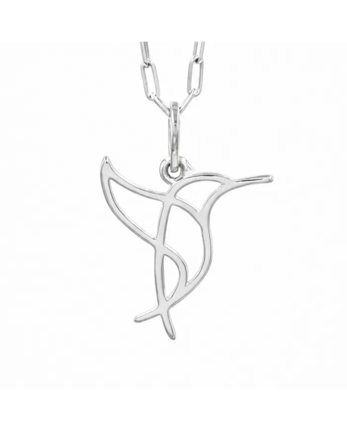 Hummingbird Pendant in 925 Sterling Silver Handmade Cute Charm