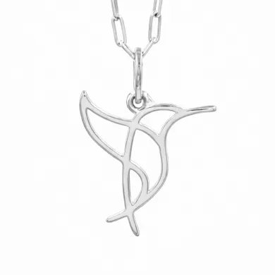 Hummingbird Pendant in 925 Sterling Silver Handmade Cute Charm