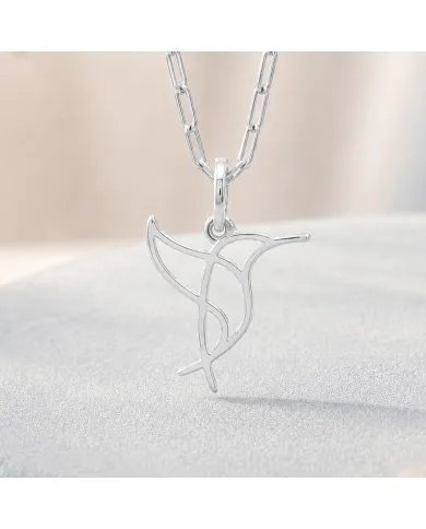 Hummingbird Pendant in 925 Sterling Silver Handmade Cute Charm