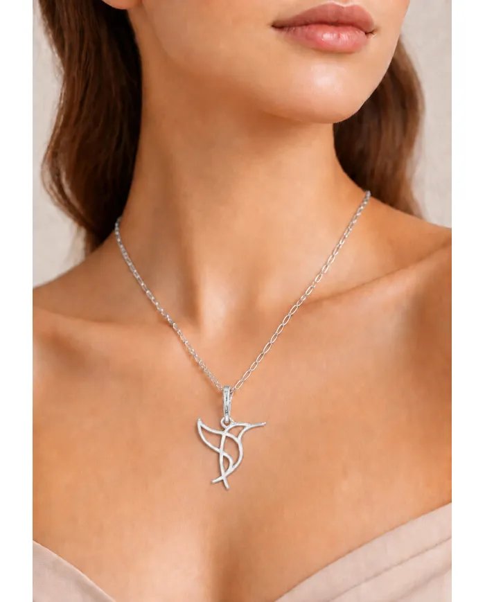 Hummingbird Pendant in 925 Sterling Silver Handmade Cute Charm