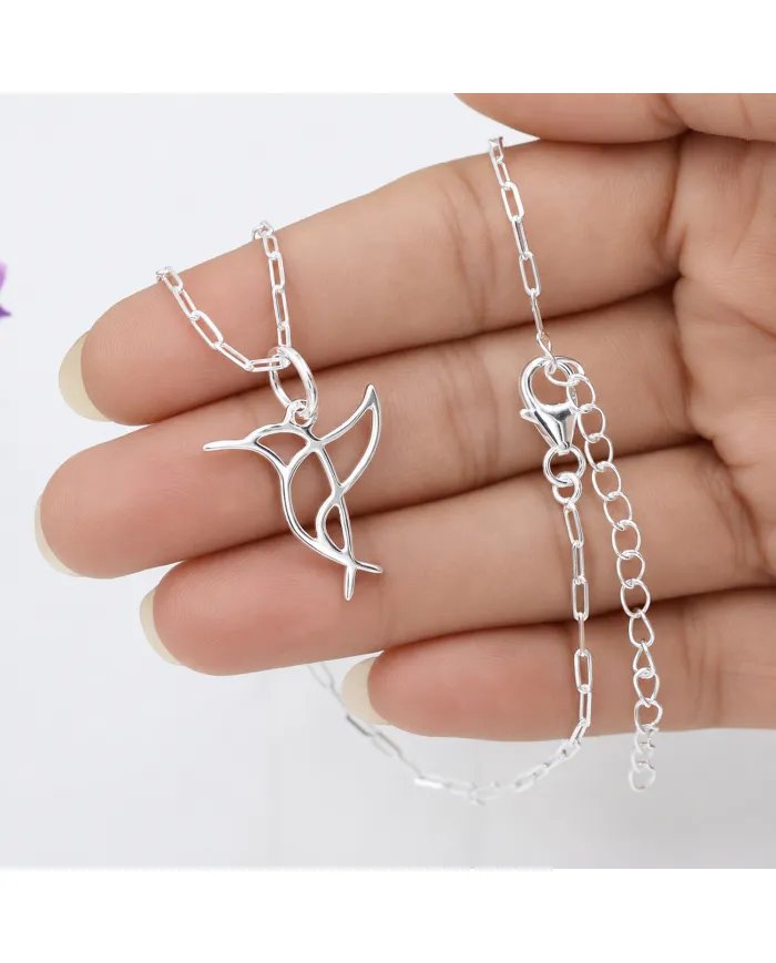 Hummingbird Pendant in 925 Sterling Silver Handmade Cute Charm