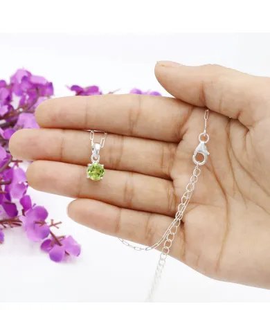 Peridot Sterling Silver Pendant Necklace - Handmade Gemstone Jewelry