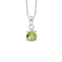 Peridot Sterling Silver Pendant Necklace - Handmade Gemstone Jewelry
