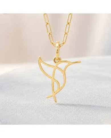 Hummingbird Pendant - Gold Plated 925 Silver Handmade Cute Charm