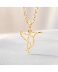 Hummingbird Pendant - Gold Plated 925 Silver Handmade Cute Charm