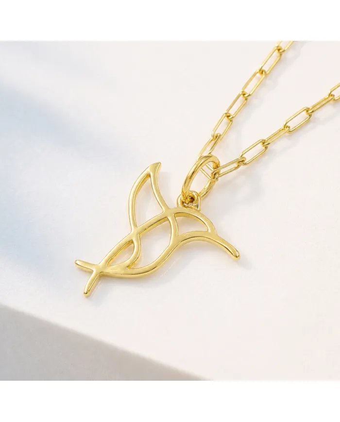 Hummingbird Pendant - Gold Plated 925 Silver Handmade Cute Charm