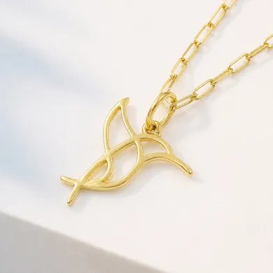 Hummingbird Pendant - Gold Plated 925 Silver Handmade Cute Charm