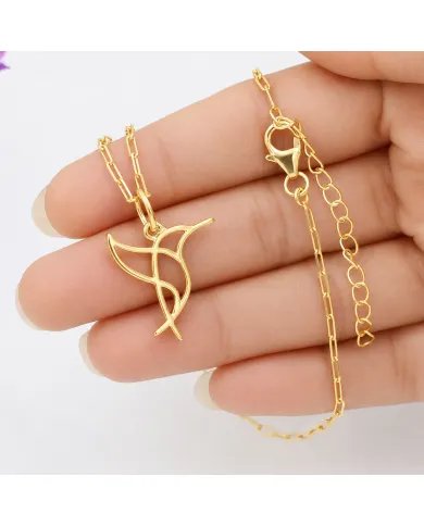 Hummingbird Pendant - Gold Plated 925 Silver Handmade Cute Charm