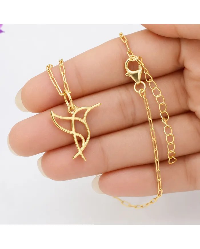 Hummingbird Pendant - Gold Plated 925 Silver Handmade Cute Charm