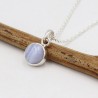 Blue Lace Agate Pendant, 925 Sterling Silver Pendant, Round Shape Pendant, Pendant with Chain, Genuine Gemstone Necklace for Her