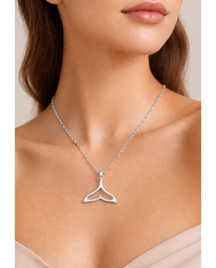 925 Sterling Silver Mermaid Tail Pendant – Handmade Jewelry for Her