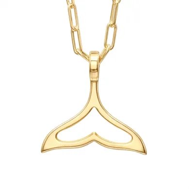 Gold Plated Mermaid Tail Pendant - 925 Silver Handmade Jewelry