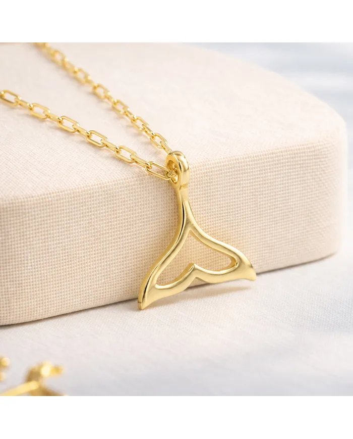 Gold Plated Mermaid Tail Pendant - 925 Silver Handmade Jewelry