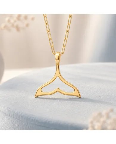 Gold Plated Mermaid Tail Pendant - 925 Silver Handmade Jewelry