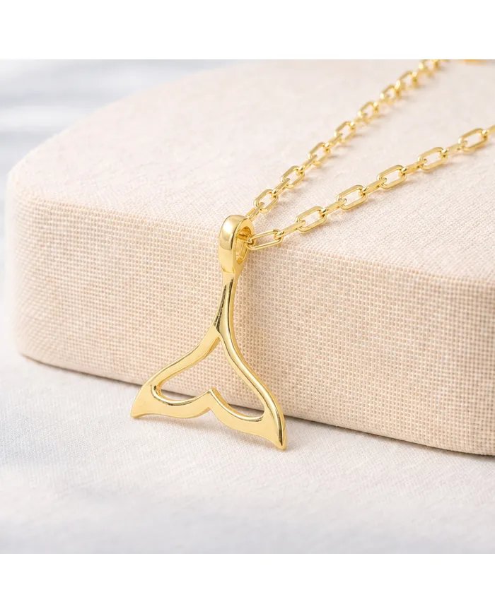 Gold Plated Mermaid Tail Pendant - 925 Silver Handmade Jewelry