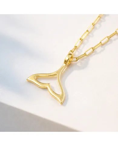Gold Plated Mermaid Tail Pendant - 925 Silver Handmade Jewelry