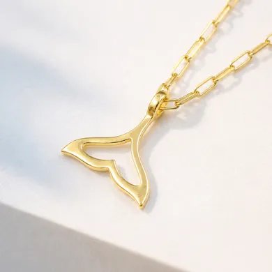Gold Plated Mermaid Tail Pendant - 925 Silver Handmade Jewelry