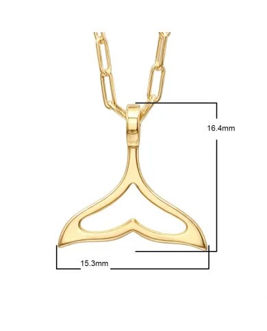 Gold Plated Mermaid Tail Pendant - 925 Silver Handmade Jewelry