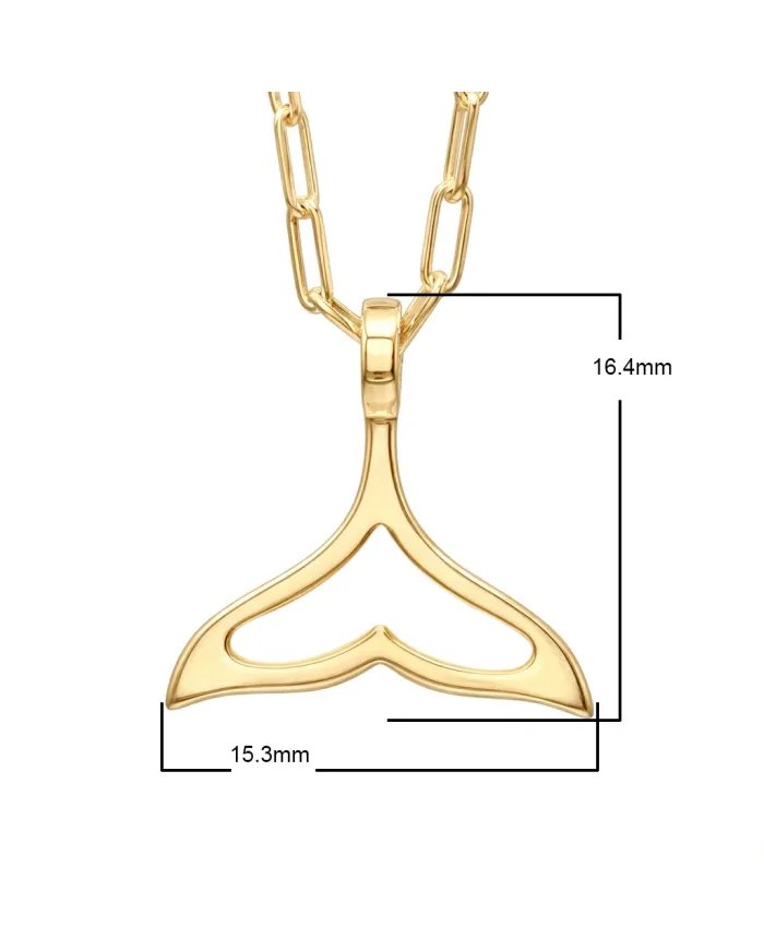 Gold Plated Mermaid Tail Pendant - 925 Silver Handmade Jewelry