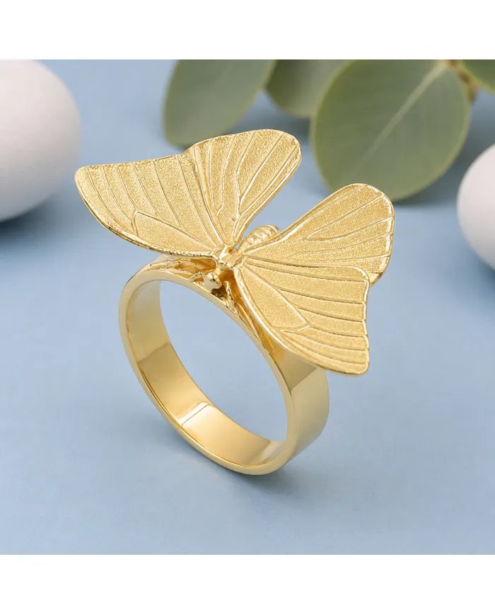 Butterfly Ring – Gold Plated 925 Silver Handmade Jewelry for Her