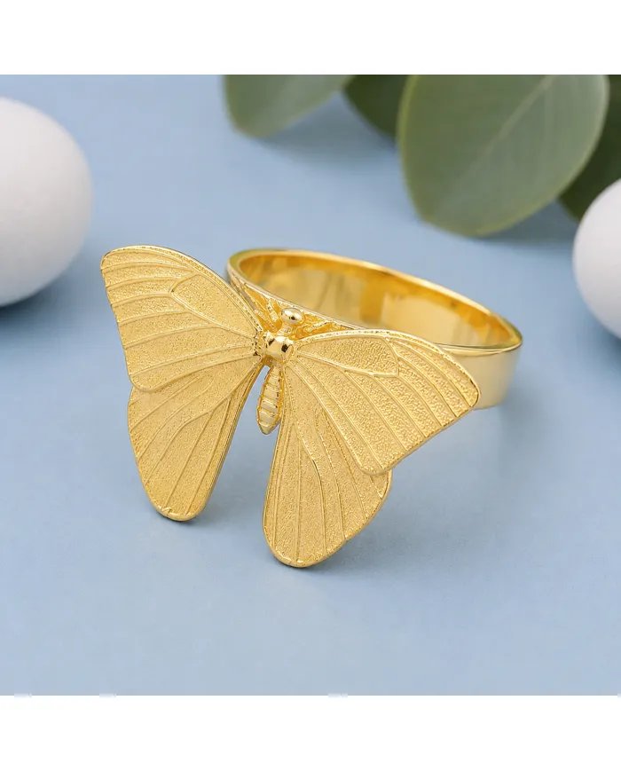 Butterfly Ring – Gold Plated 925 Silver Handmade Jewelry for Her