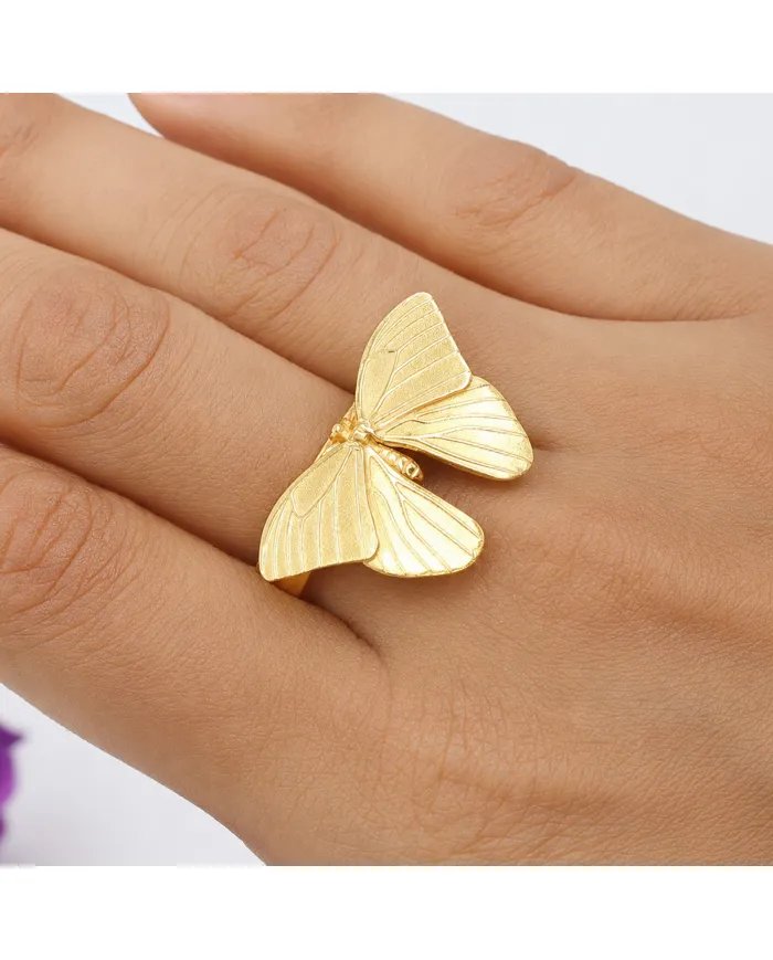 Butterfly Ring – Gold Plated 925 Silver Handmade Jewelry for Her