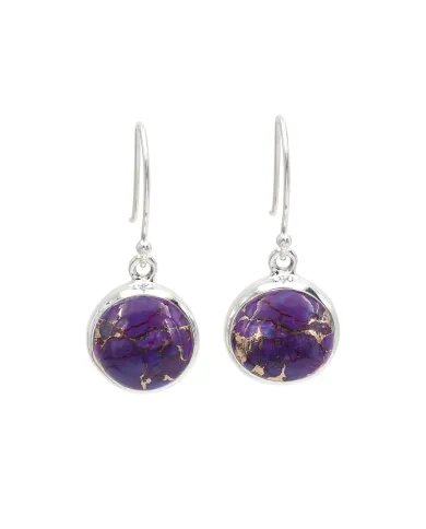 Purple Copper Turquoise Earrings - 925 Sterling Silver Handmade Jewelry