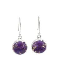 Purple Copper Turquoise Earrings - 925 Sterling Silver Handmade Jewelry