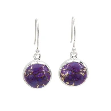 Purple Copper Turquoise Earrings - 925 Sterling Silver Handmade Jewelry