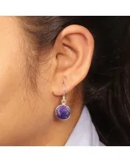 Purple Copper Turquoise Earrings - 925 Sterling Silver Handmade Jewelry