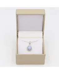 925 Sterling Silver Blue Lace Agate Pendant Necklace for Women