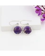 Purple Copper Turquoise Earrings - 925 Sterling Silver Handmade Jewelry