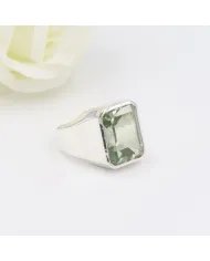 Green Amethyst Statement Ring - 925 Sterling Silver Gemstone Jewelry