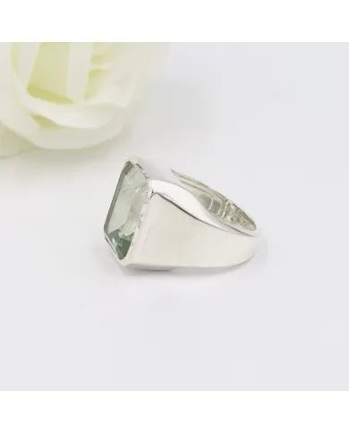 Green Amethyst Statement Ring - 925 Sterling Silver Gemstone Jewelry
