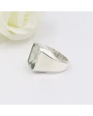 Green Amethyst Statement Ring - 925 Sterling Silver Gemstone Jewelry