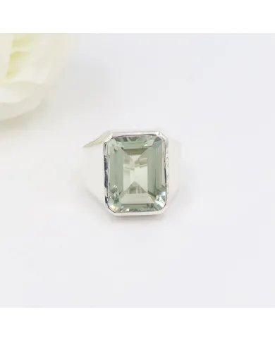 Green Amethyst Statement Ring - 925 Sterling Silver Gemstone Jewelry