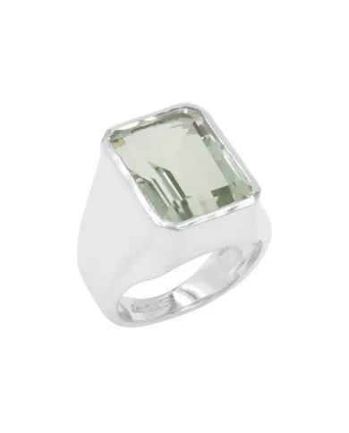 Green Amethyst Statement Ring - 925 Sterling Silver Gemstone Jewelry