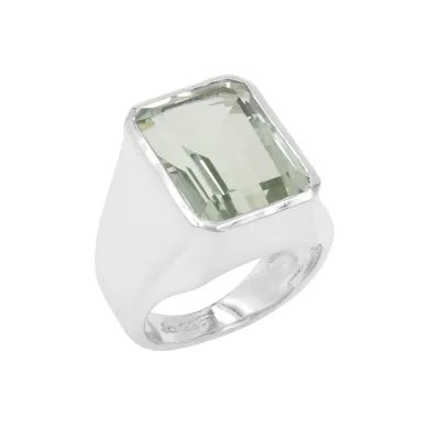 Green Amethyst Statement Ring - 925 Sterling Silver Gemstone Jewelry