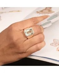 Green Amethyst Statement Ring - 925 Sterling Silver Gemstone Jewelry