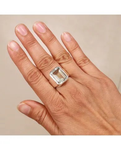 Green Amethyst Statement Ring - 925 Sterling Silver Gemstone Jewelry