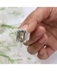 Green Amethyst Statement Ring - 925 Sterling Silver Gemstone Jewelry