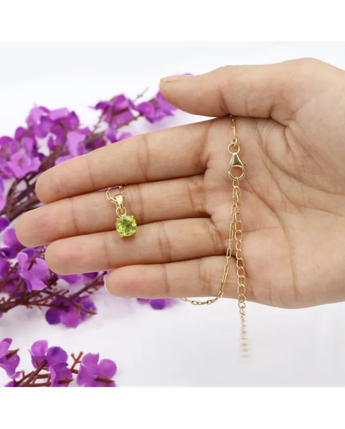 Peridot Pendant - Handmade Gold Plated 925 Silver Jewelry