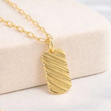 Gold Plated Wave Pendant in 925 Silver | Handmade Unisex Jewelry