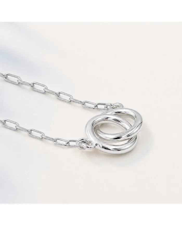 925 Sterling Silver Interlocking Circle Necklace for Her