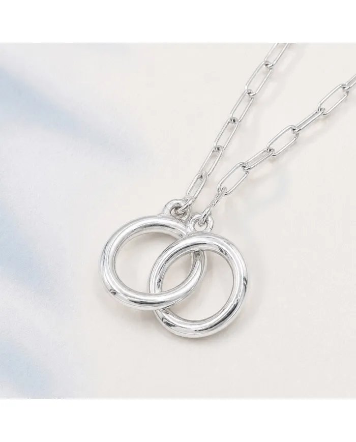 925 Sterling Silver Interlocking Circle Necklace for Her