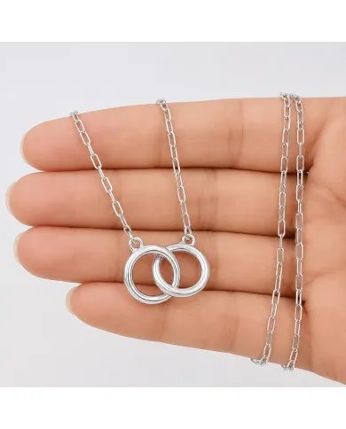 925 Sterling Silver Interlocking Circle Necklace for Her