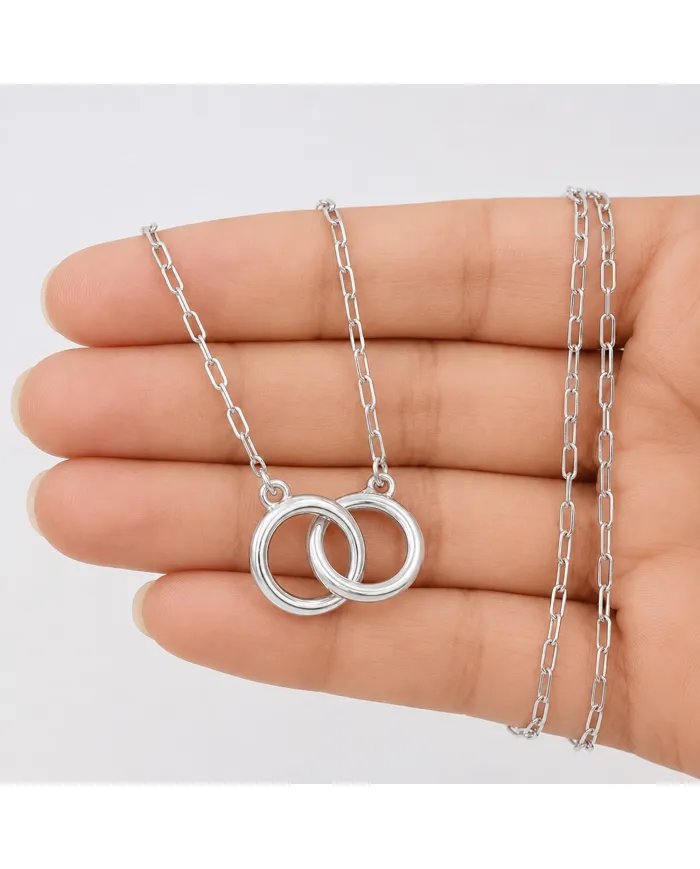 925 Sterling Silver Interlocking Circle Necklace for Her