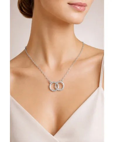 925 Sterling Silver Interlocking Circle Necklace for Her